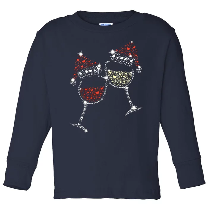 Two Cheering Glasses Of Wine Special Christmas Edition Wine Toddler Long Sleeve Shirt