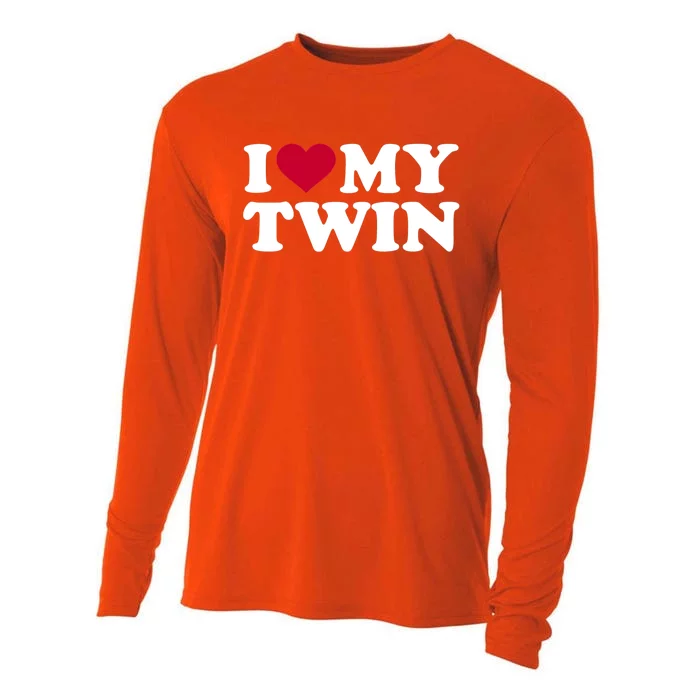 Twin Cool Gift I Love My Twin Gift Blue Small Cooling Performance Long Sleeve Crew