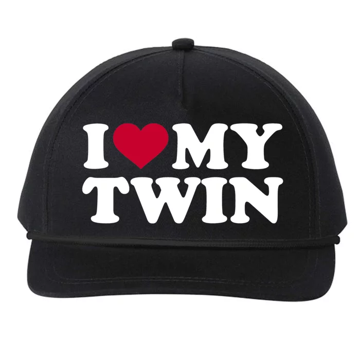 Twin Cool Gift I Love My Twin Gift Blue Small Snapback Five-Panel Rope Hat