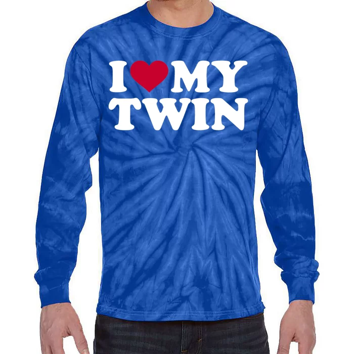 Twin Cool Gift I Love My Twin Gift Blue Small Tie-Dye Long Sleeve Shirt