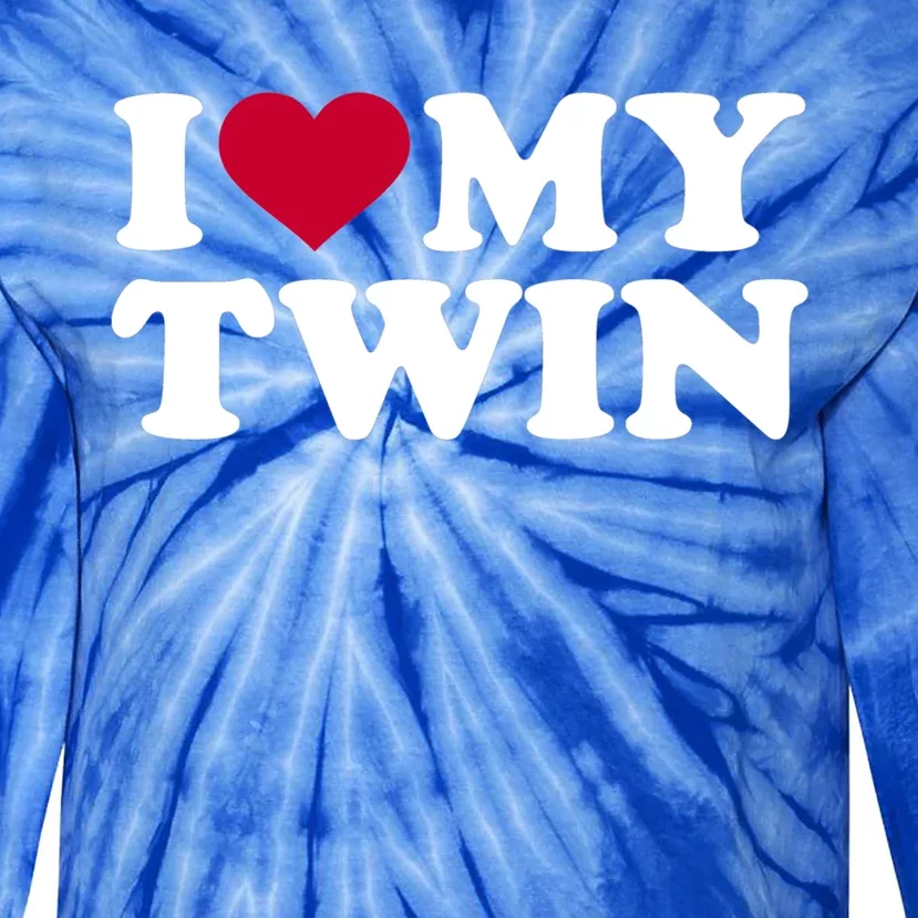 Twin Cool Gift I Love My Twin Gift Blue Small Tie-Dye Long Sleeve Shirt