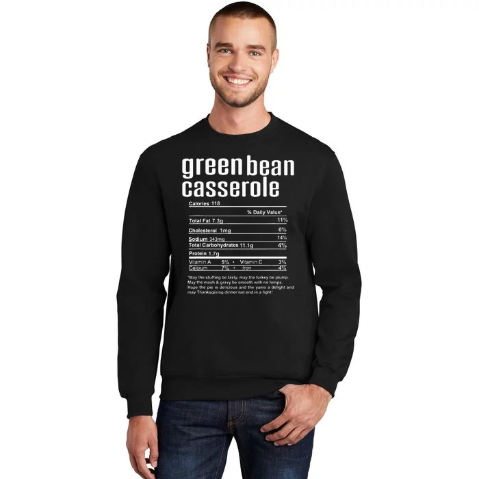 Thanksgiving Christmas Green Bean Casserole Nutritional Fact Sweatshirt