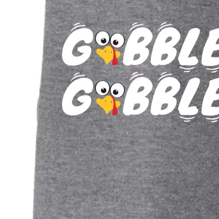 Thanksgiving Cute Gobble Gobble Turkey Face Gift Doggie 3-End Fleece Hoodie