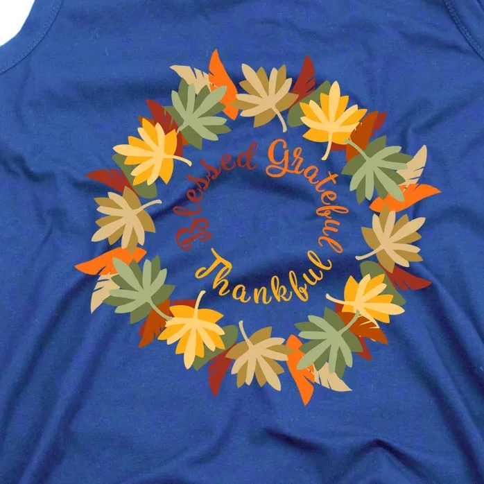 Thanksgiving Cool Gift: Grateful Thankful Blessed Wreath Tank Top