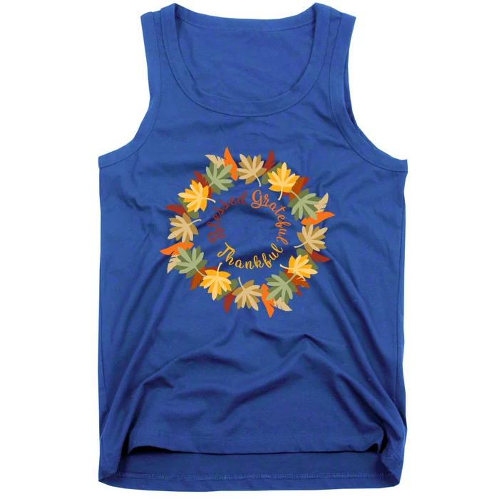 Thanksgiving Cool Gift: Grateful Thankful Blessed Wreath Tank Top