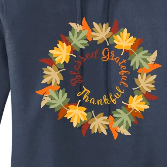 Thanksgiving Cool Gift: Grateful Thankful Blessed Wreath Women's Pullover Hoodie