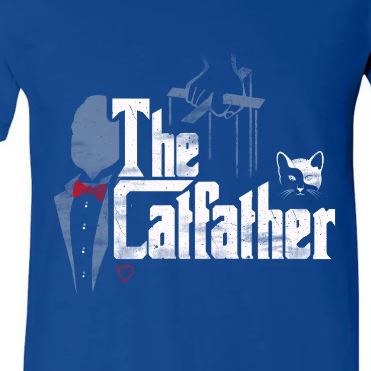 The Catfather Gift Funny Cat Dad Gift Father Of Cats Gift V-Neck T-Shirt