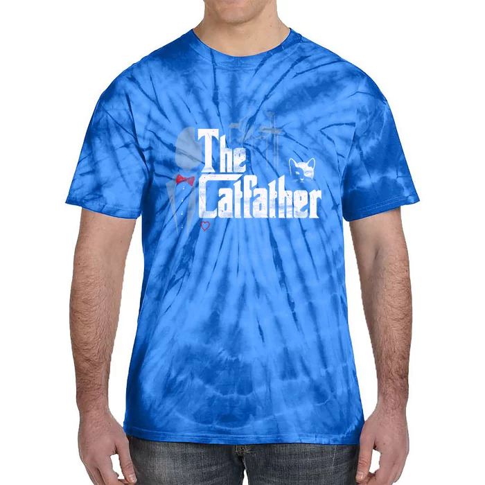 The Catfather Gift Funny Cat Dad Gift Father Of Cats Gift Tie-Dye T-Shirt