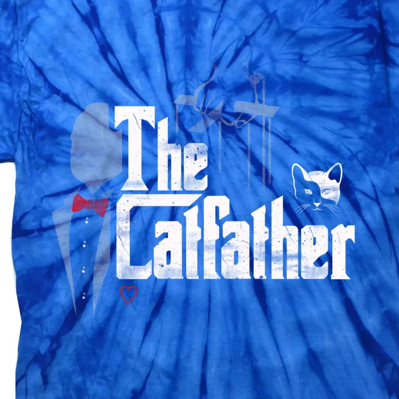 The Catfather Gift Funny Cat Dad Gift Father Of Cats Gift Tie-Dye T-Shirt