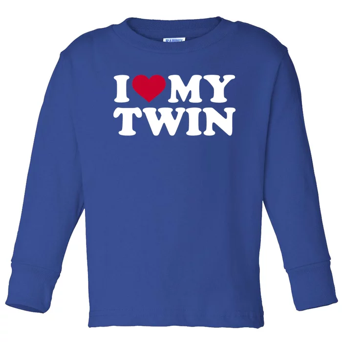 Twin Cool Gift I Love My Twin Cool Gift Blue Small Toddler Long Sleeve Shirt