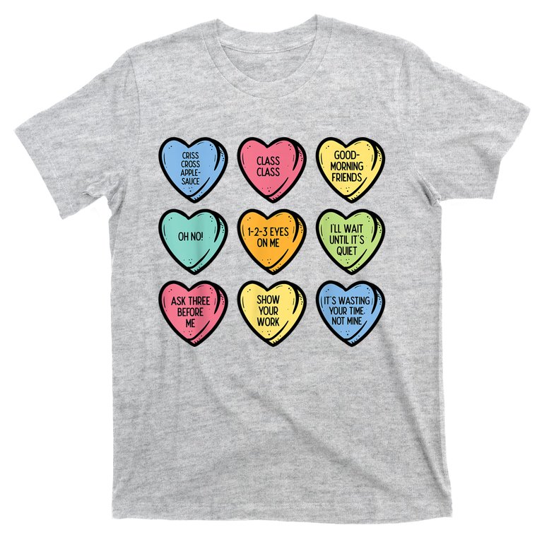 Teacher Conversation Hearts Funny Valentines Day T-Shirt | TeeShirtPalace