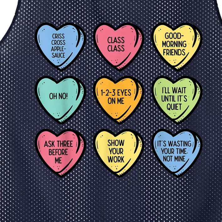 Teacher Conversation Hearts Funny Valentines Day Mesh Reversible Basketball Jersey Tank