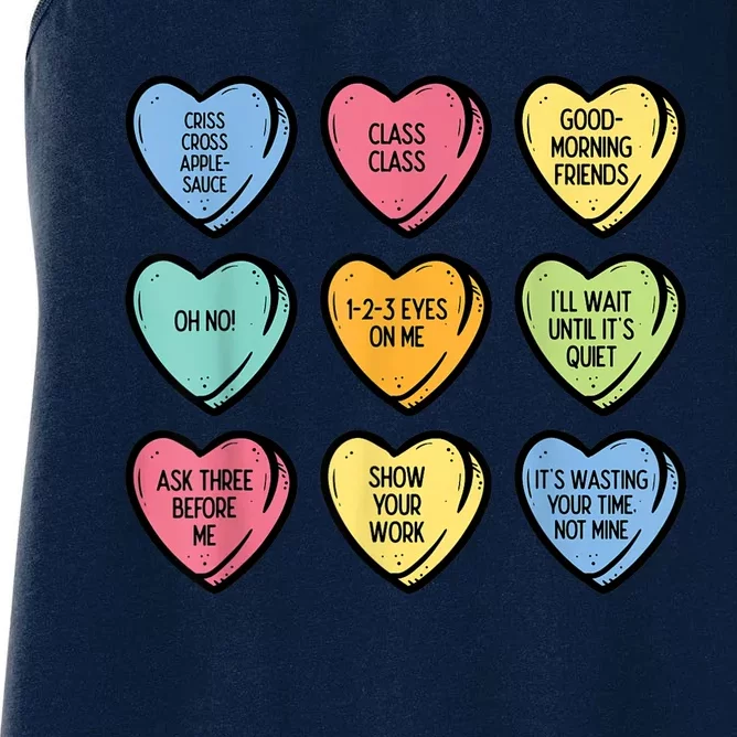 Teacher Conversation Hearts Funny Valentines Day Women's Racerback Tank