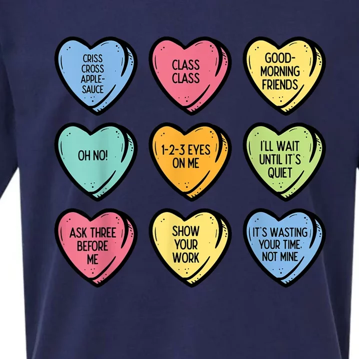 Teacher Conversation Hearts Funny Valentines Day Sueded Cloud Jersey T-Shirt