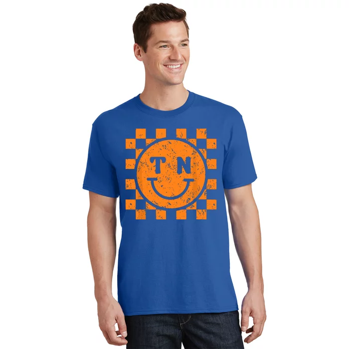 Tennessee Checkered Happy Face Football Season Game Day T-Shirt