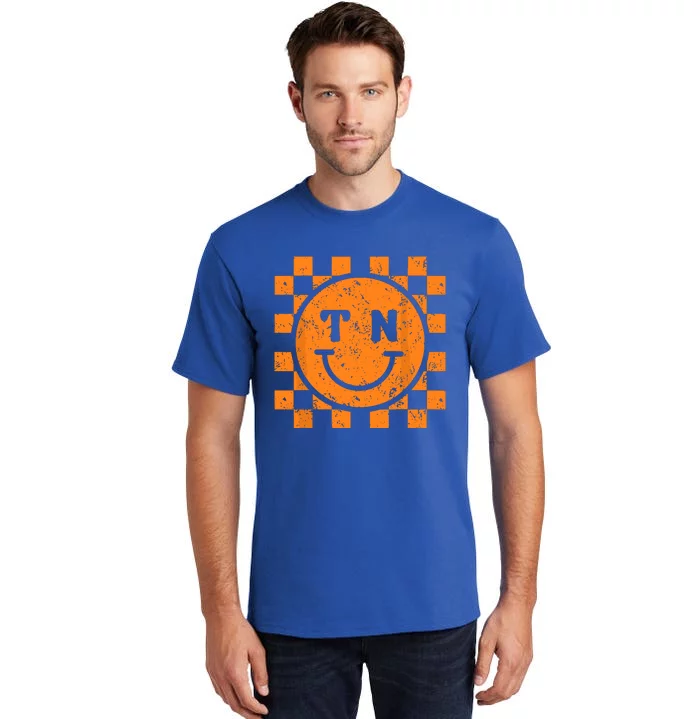 Tennessee Checkered Happy Face Football Season Game Day Tall T-Shirt