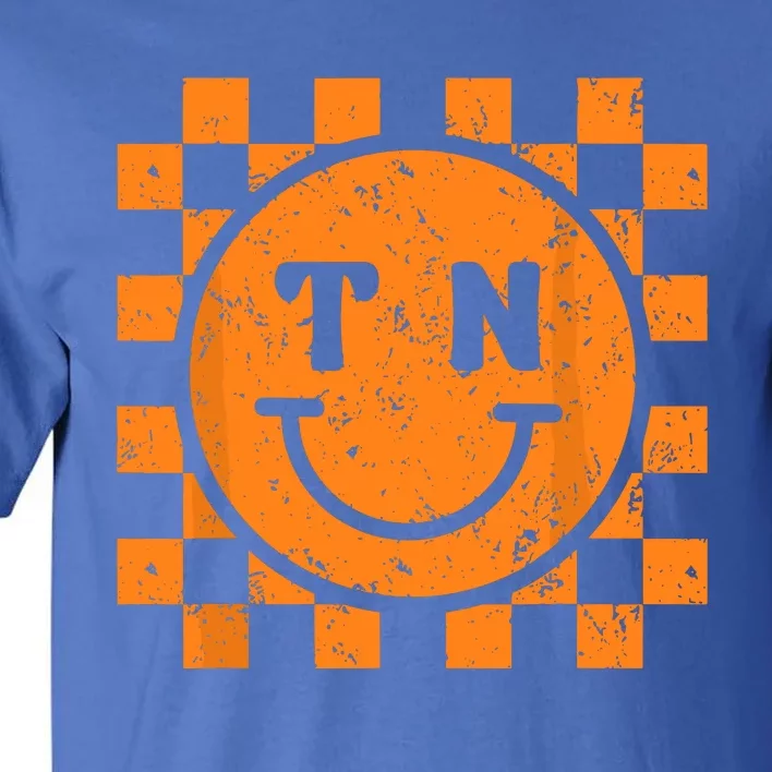 Tennessee Checkered Happy Face Football Season Game Day Tall T-Shirt