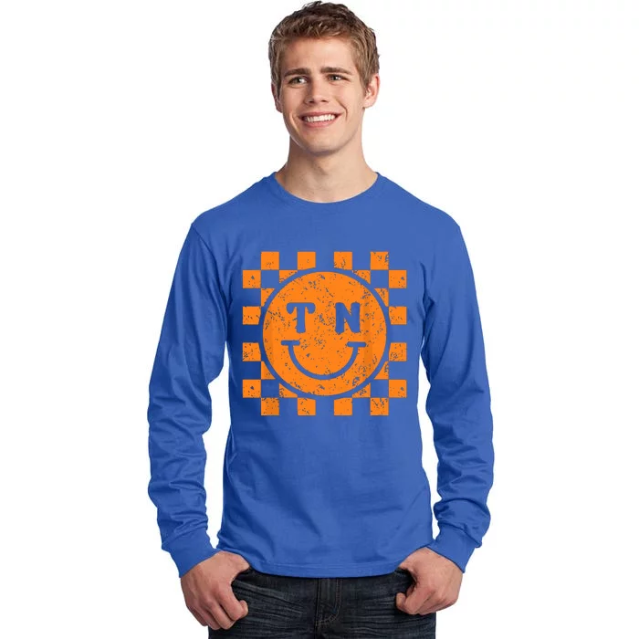 Tennessee Checkered Happy Face Football Season Game Day Tall Long Sleeve T-Shirt