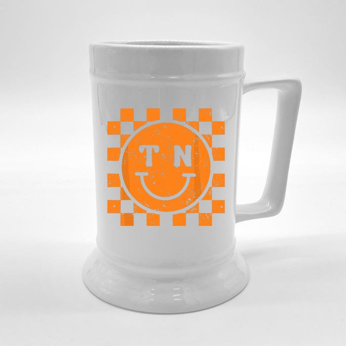 Tennessee Checkered Happy Face Football Season Game Day Front & Back Beer Stein