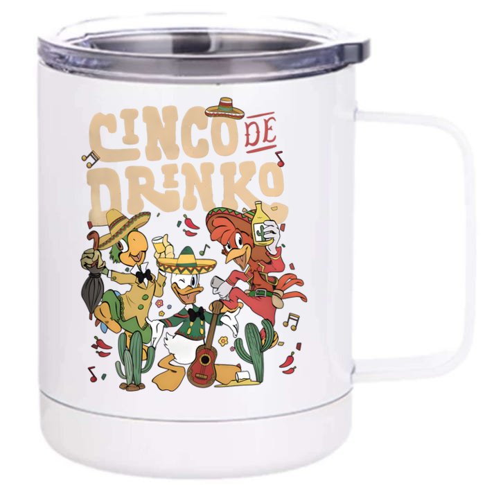 Three Caballeros Happy Cinco De Mayo Cinco De Drink Mexican Fiesta Mexican Front & Back 12oz Stainless Steel Tumbler Cup