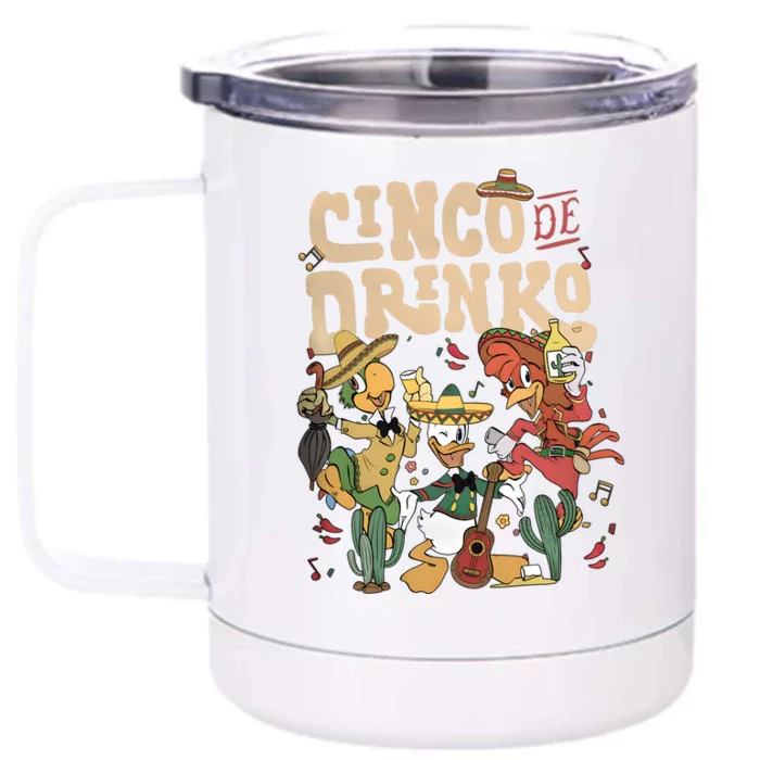 Three Caballeros Happy Cinco De Mayo Cinco De Drink Mexican Fiesta Mexican Front & Back 12oz Stainless Steel Tumbler Cup