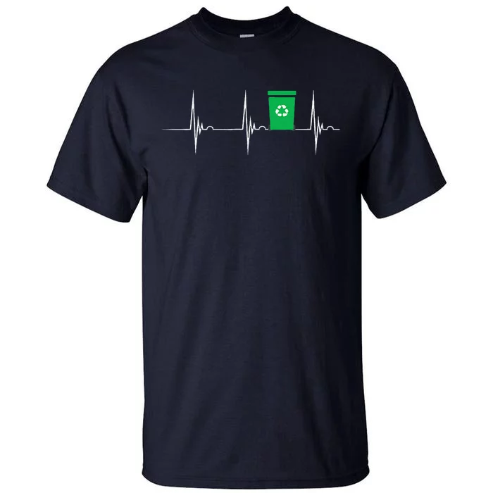 Trash Can Heartbeat EKG Pulse Recycle Logo Earth Day Tall T-Shirt