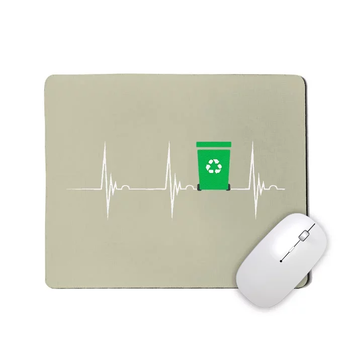 Trash Can Heartbeat EKG Pulse Recycle Logo Earth Day Mousepad