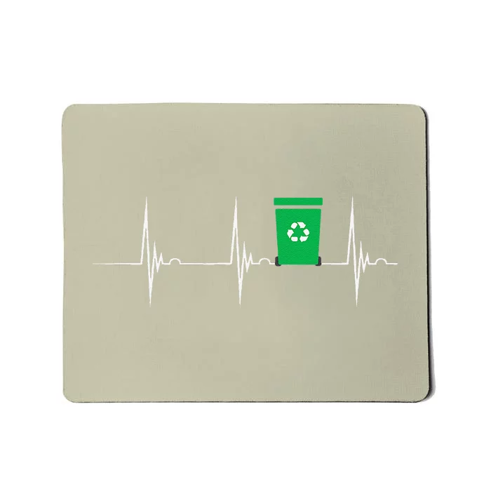 Trash Can Heartbeat EKG Pulse Recycle Logo Earth Day Mousepad