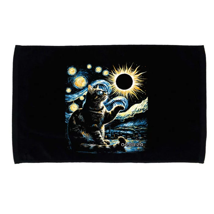 Tabby Cats Howling At Solar Eclipse April 8th 2024 Gift Idea Microfiber Hand Towel