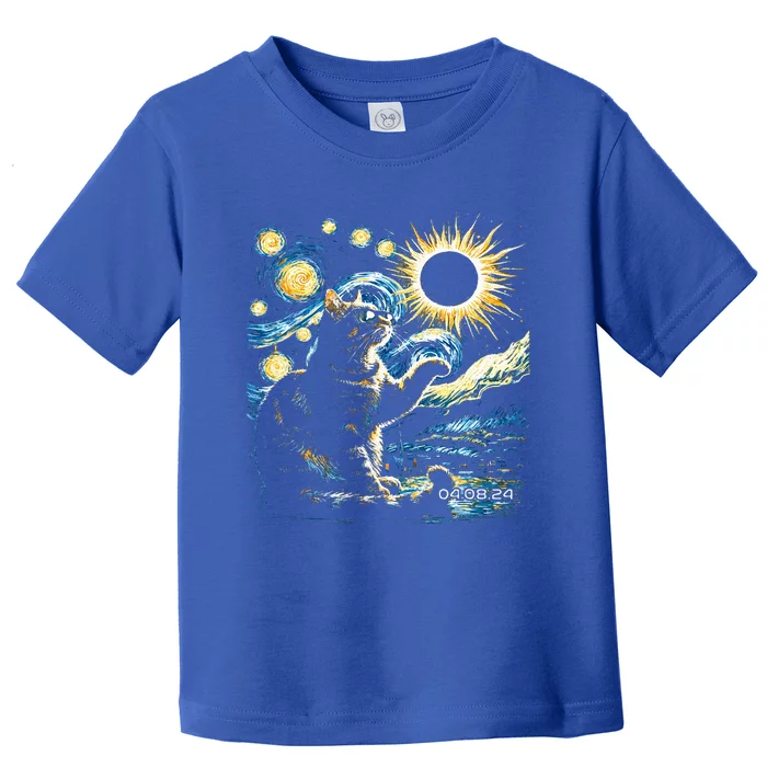 Tabby Cats Howling At Solar Eclipse April 8th 2024 Gift Idea Toddler T-Shirt