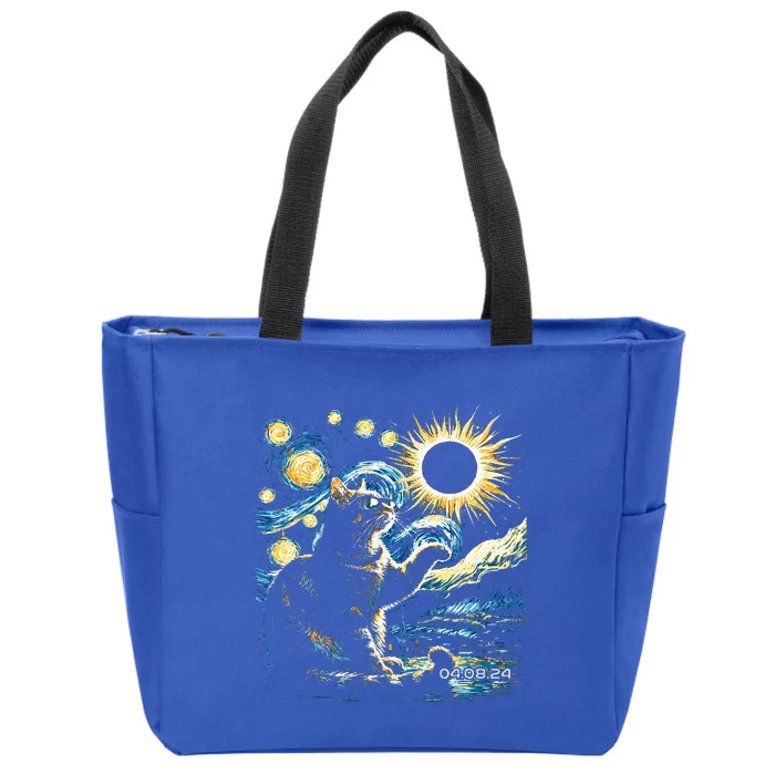 Tabby Cats Howling At Solar Eclipse April 8th 2024 Gift Idea Zip Tote Bag