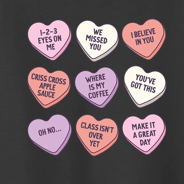 Teach Conversation Hearts School Retro Valentines Day Toddler T-Shirt