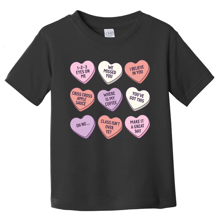 Teach Conversation Hearts School Retro Valentines Day Toddler T-Shirt