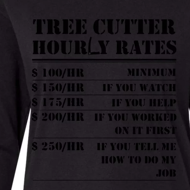 Tree Cutter Hourly Rate Funny Lumberjack Arborist Logger Womens Cotton Relaxed Long Sleeve T-Shirt