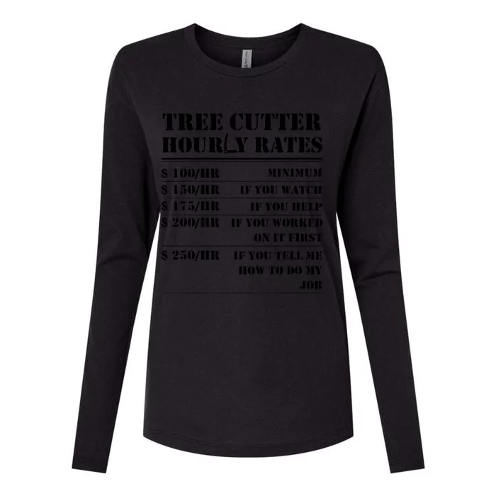 Tree Cutter Hourly Rate Funny Lumberjack Arborist Logger Womens Cotton Relaxed Long Sleeve T-Shirt