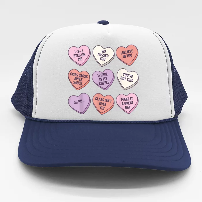 Teach Conversation Hearts School Retro Valentines Day Trucker Hat