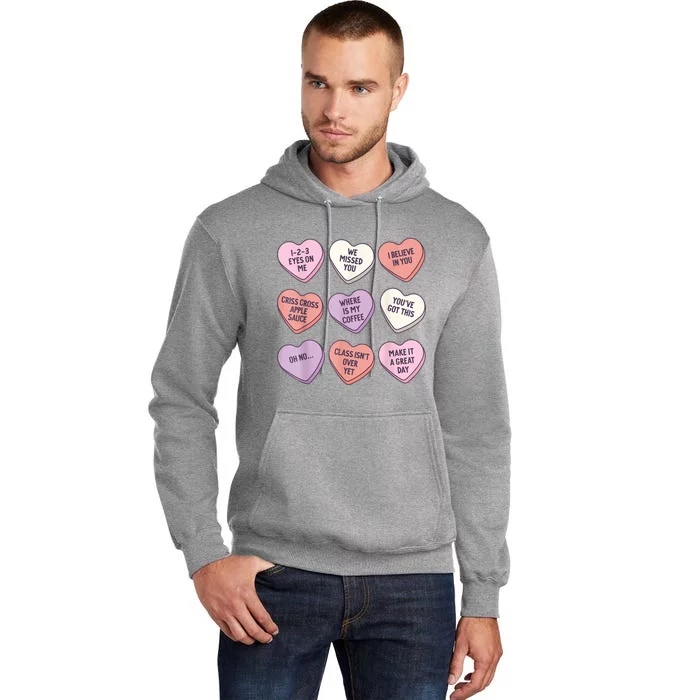 Teach Conversation Hearts School Retro Valentines Day Tall Hoodie