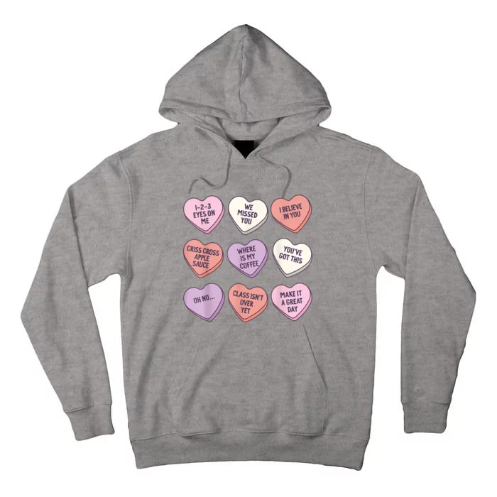 Teach Conversation Hearts School Retro Valentines Day Tall Hoodie