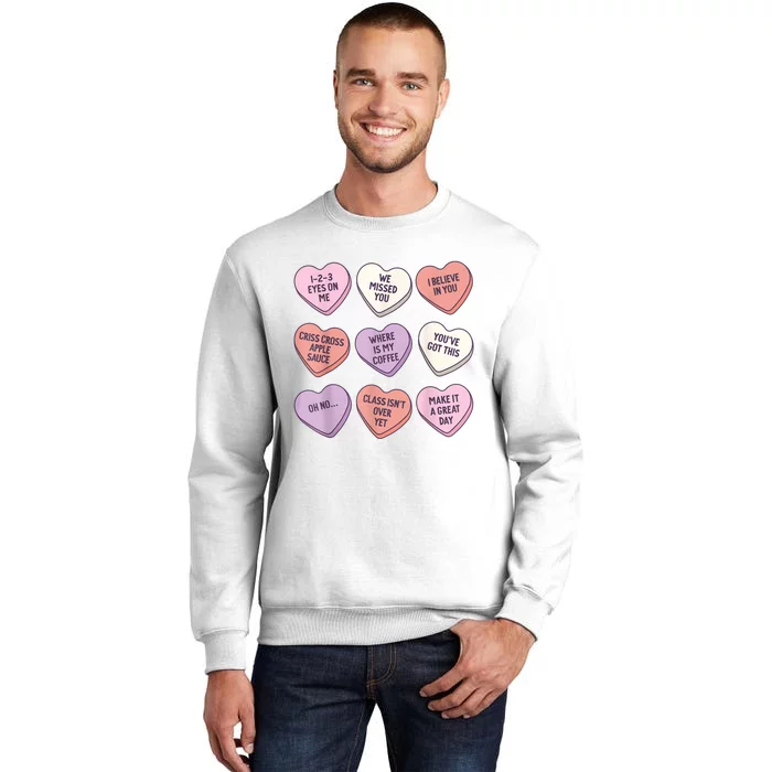 Teach Conversation Hearts School Retro Valentines Day Sweatshirt