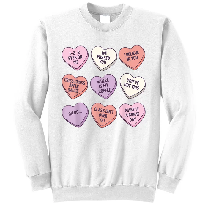 Teach Conversation Hearts School Retro Valentines Day Sweatshirt