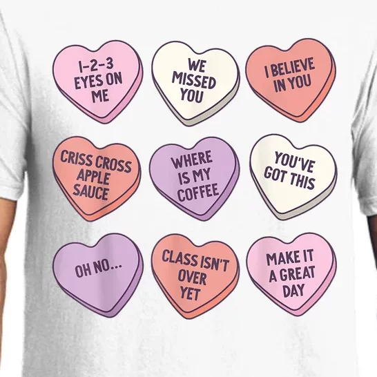 Teach Conversation Hearts School Retro Valentines Day Pajama Set