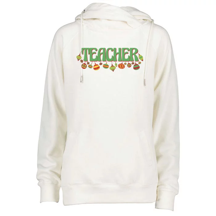 Teacher Christmas Holiday Festive Womens Funnel Neck Pullover Hood