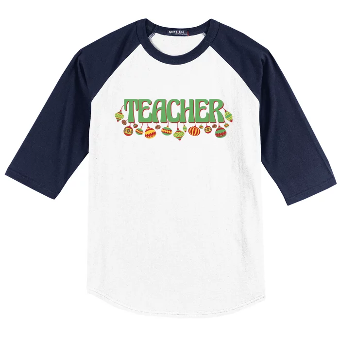 Teacher Christmas Holiday Festive Baseball Sleeve Shirt