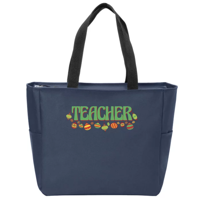 Teacher Christmas Holiday Festive Zip Tote Bag