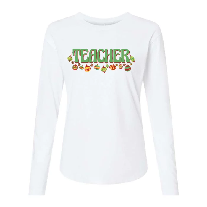 Teacher Christmas Holiday Festive Womens Cotton Relaxed Long Sleeve T-Shirt