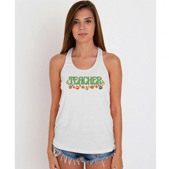 Teacher Christmas Holiday Festive Women's Knotted Racerback Tank