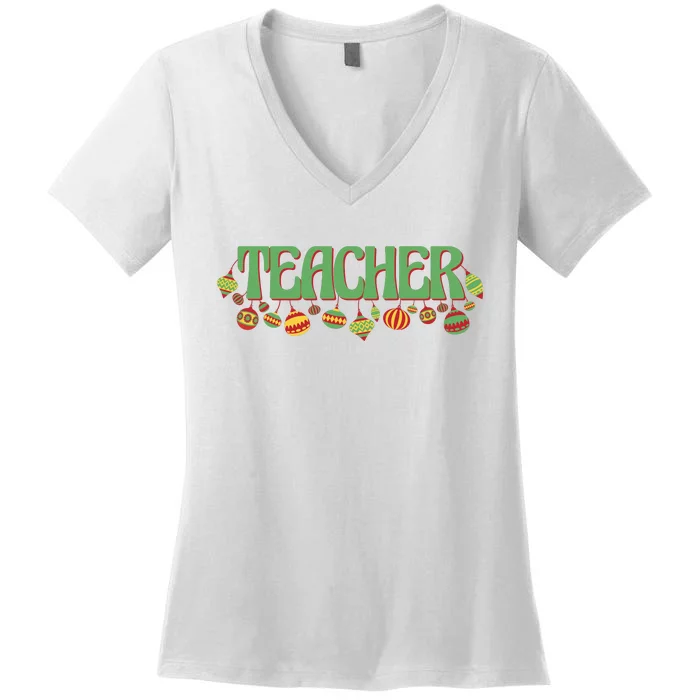 Teacher Christmas Holiday Festive Women's V-Neck T-Shirt