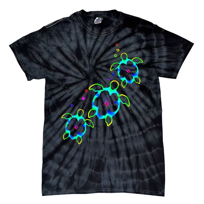 Tropical Colors Hawaiian Honu Sea Turtles Tie-Dye T-Shirt