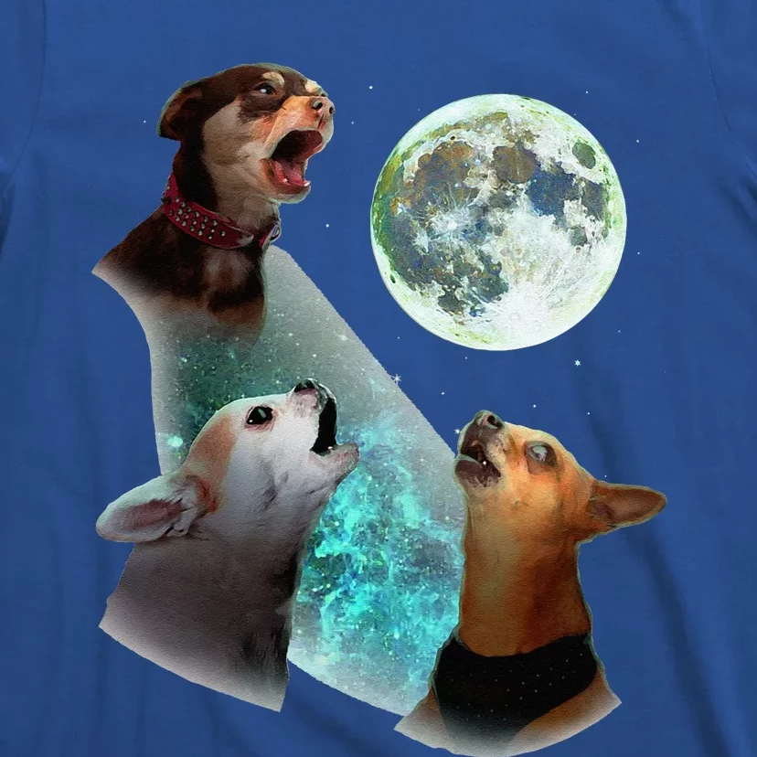 Three Chihuahuas Howl At Moon 3 Wolfs Funny Wolves Parody T-Shirt