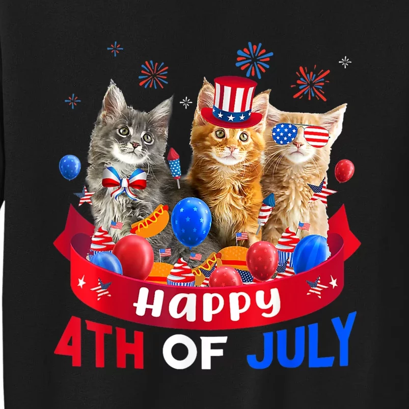 Three Cat Happy 4th Of July Balloon Lover Independence Day Sweatshirt